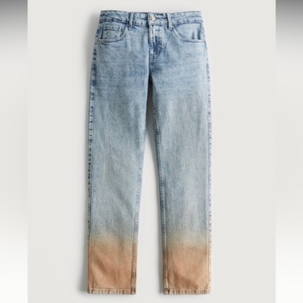 NWT Social Tourist Women’s Low-Rise Orange Ombré Straight Jeans (14-R/15-R/32W)